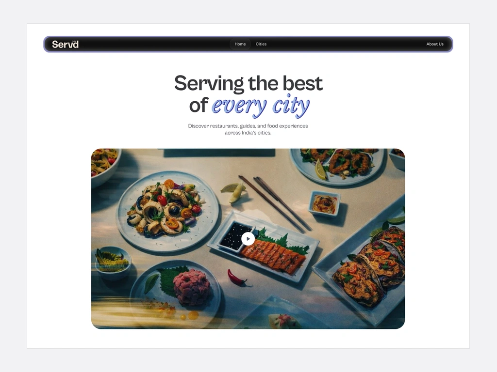 Servd homepage, serving the best of every city