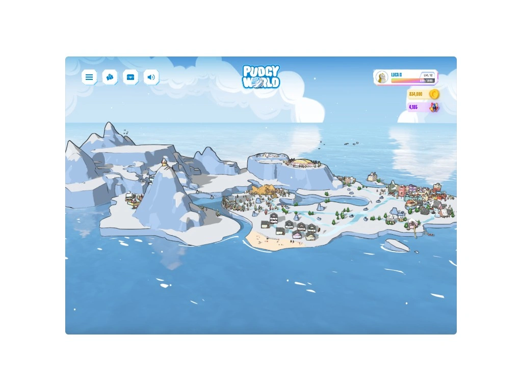 Pudgy World map of the ice islands