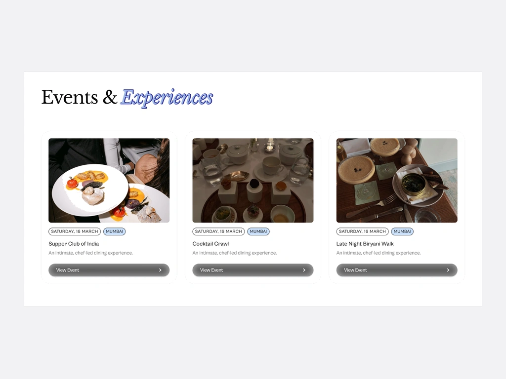 Servd events and experiences
