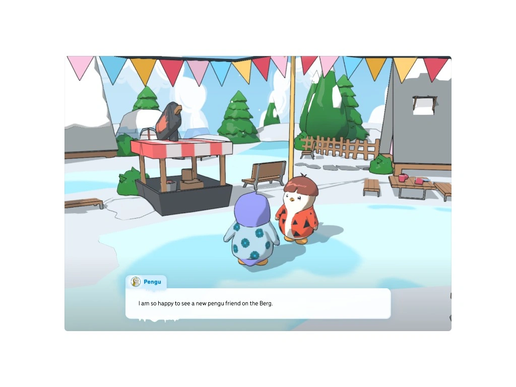 Pengu greeting a new friend on the Berg